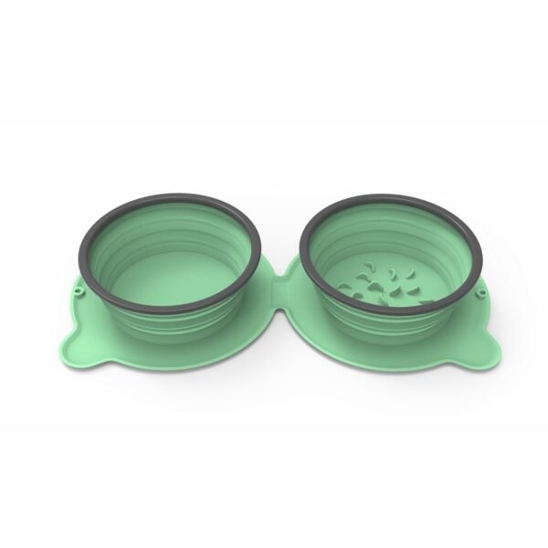 Portable Silicone Double Pet Food Bowls Foldable Non-Slip Travel Anti-Choking Feeding Bowl Outdoor - Image 6