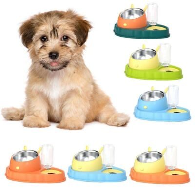 Double Bowl Stainless Steel Carrots Antiskid Pet Feeding Tool Tilt Design Carrot For Indoor