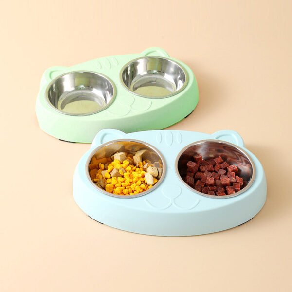 Pet Double Bowls, Stainless Steel Pet Food Water Bowl - Image 2