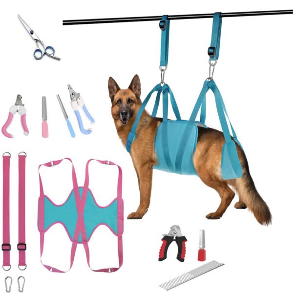 Pet Grooming Hammock For Cats & Dogs Hanging Harness Pet Supplies Kit With Nail Clippers Trimmer - Image 2