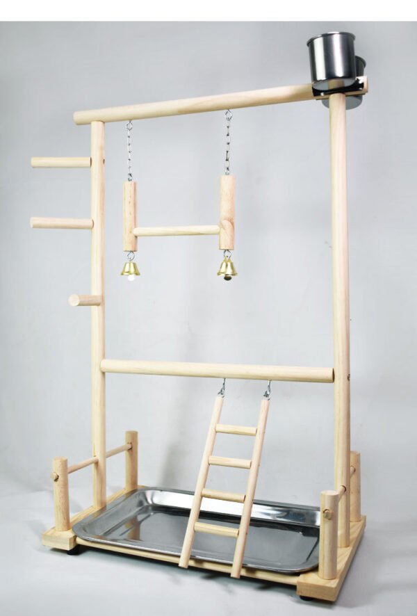 Solid Wood Toy Swing Climbing Ladder Shelf Peony Xuan Double-layer Stainless Steel Food Box - Image 4