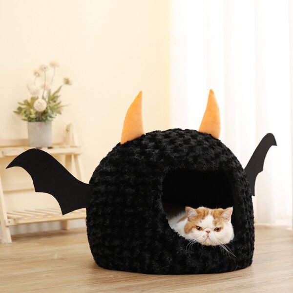 Halloween Little Devil Pet Nest Short Plush Fully Enclosed Warm - Image 2