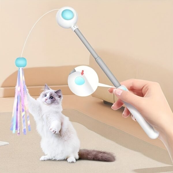 Cat Teaser Stick, Retractable Cat Wand With Replacement Head, Cat Feather Toy, Cat Interactive Toy For Indoor Cats For Relief Boredom And Exercise - Image 2