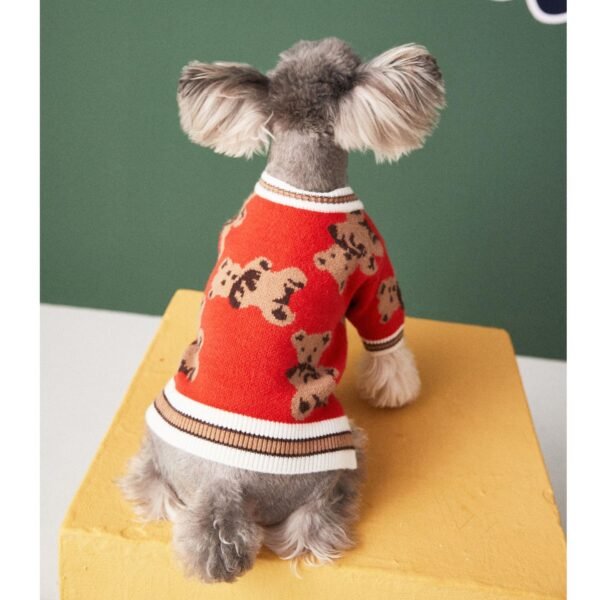 Dog Cat Sweater Preppy Style V-neck Striped Vest Pet Puppy Winter Warm Clothes Apparel For Dogs Cats - Image 2