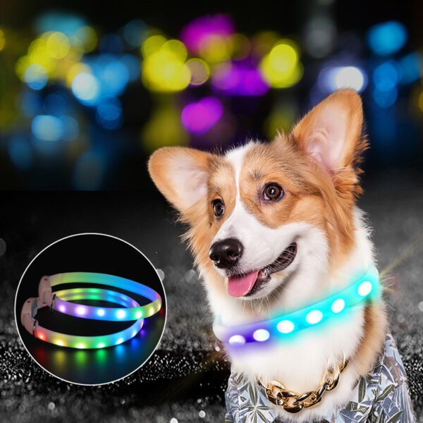 USB Rechargeable Pet Dog LED Glowing Collar Pet Luminous Flashing Necklace Night Safety Collar