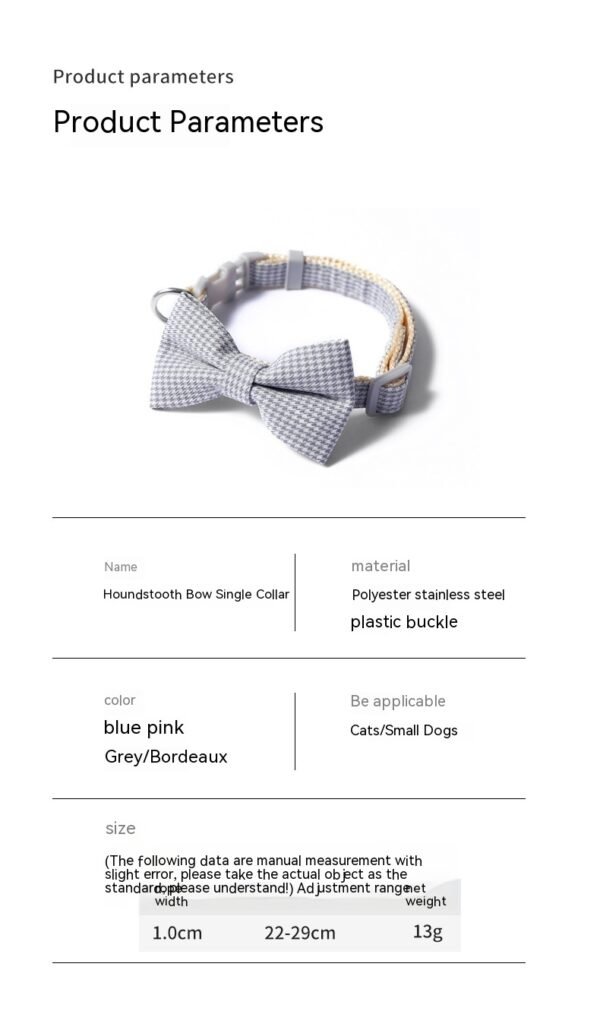 Pet Collar Houndstooth Bow Collar - Image 9