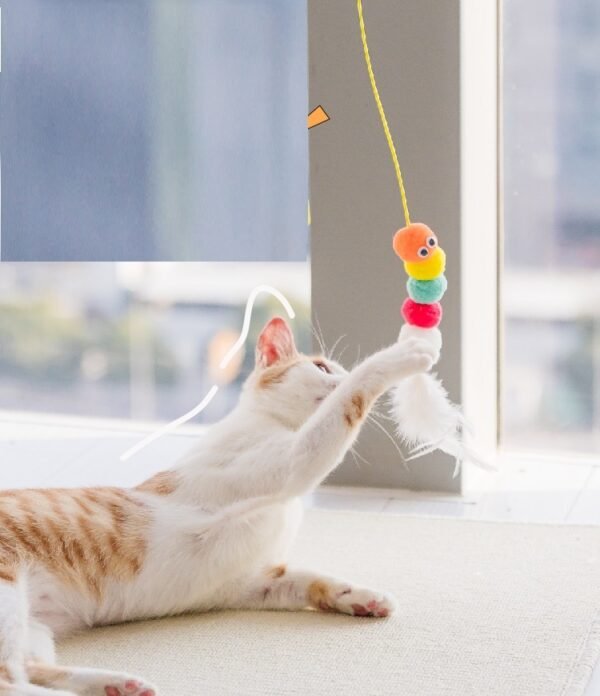 Cat Toys Simulated Caterpillar Funny Self-hey Interactive Toy Rope Grabbing Mouse Telescopic Hanging
