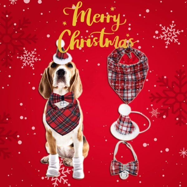 Christmas Triangle Pet Towel Santa Deer Print Dog Scarf Collar Holiday Decorative Bib For Pets
