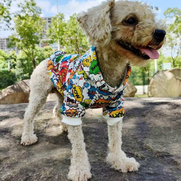 Dog clothes net red same graffiti print pet clothes letter pet Hoodie - Image 4