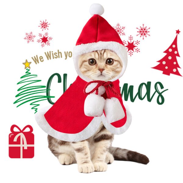 Cat Christmas Outfits, Dog Cat Santa Claus Outfit, Soft And Thick Xmas Cape With Hat - Image 5