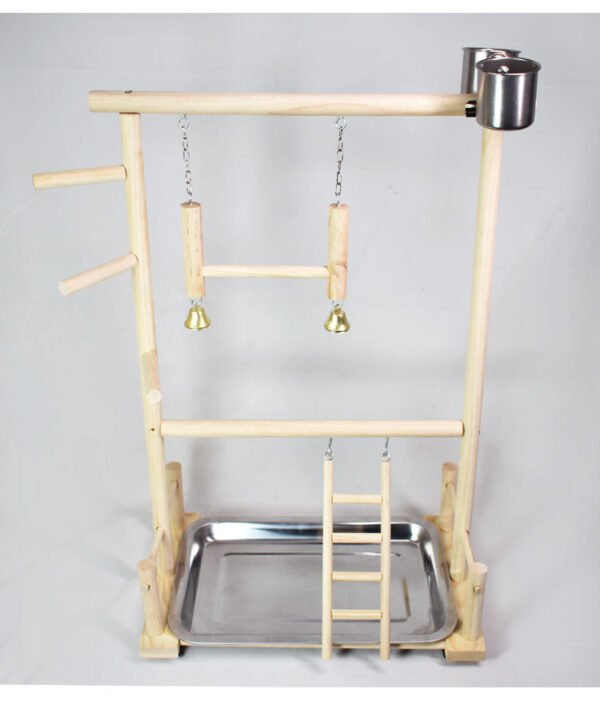 Solid Wood Toy Swing Climbing Ladder Shelf Peony Xuan Double-layer Stainless Steel Food Box - Image 2