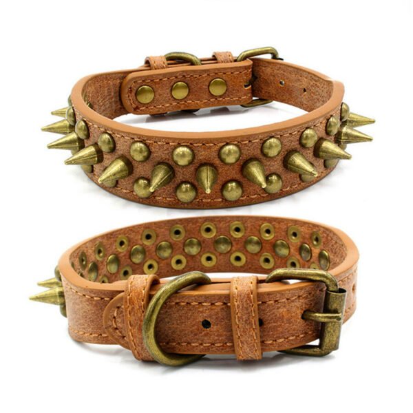 Retro Studded Spiked Rivet Large Dog Pet Leather Collar Pit Bull S-XL - Image 5