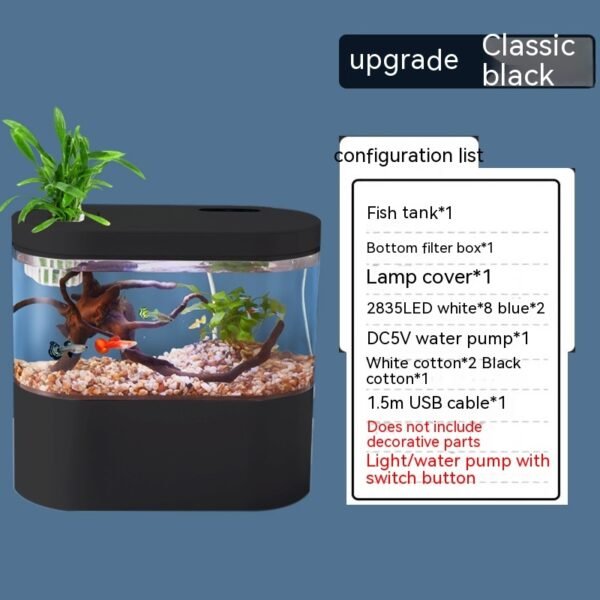 Aquarium Ecological Landscape Desktop Self-circulation Mini Small Change Water Household Fish Tank - Image 4