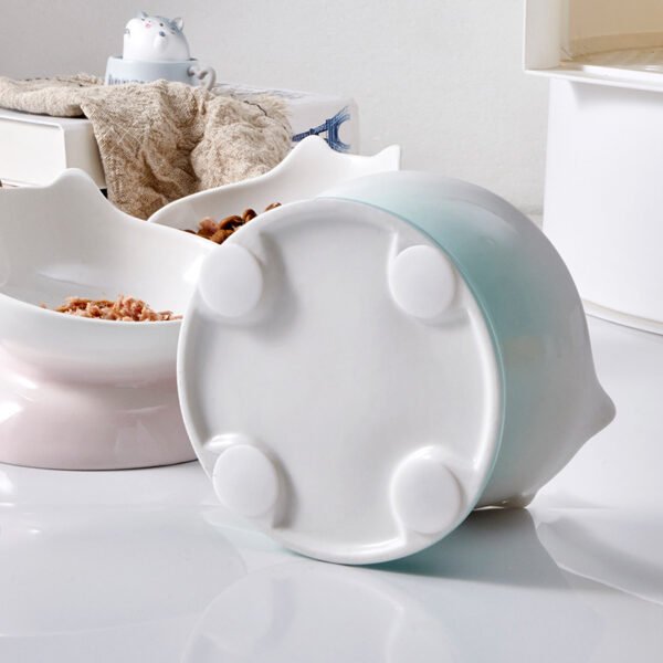 Ceramic Oblique Mouth High-foot Cat Pet Bowl - Image 4