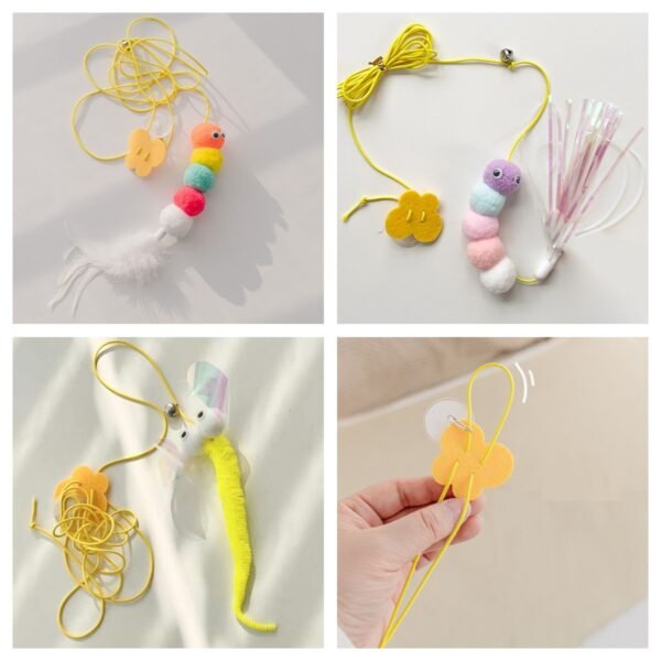 Cat Toys Simulated Caterpillar Funny Self-hey Interactive Toy Rope Grabbing Mouse Telescopic Hanging - Image 2