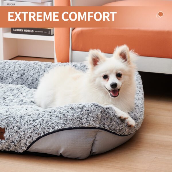Swirl Rose Velvet Dog Beds For Small Medium Dogs Removable Cushion Calming Dog Sofa Beds Anti-Anxiety Machine Washable Cat Beds - Image 8