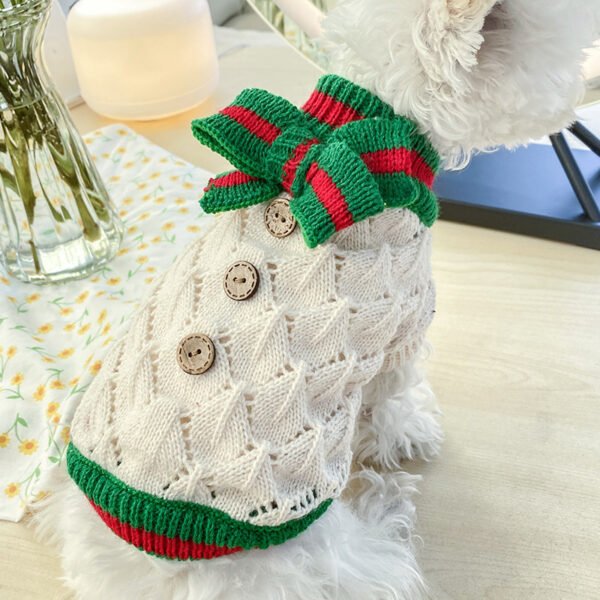 Bowknot Dog Cat Costume Hollow Knit Pet Sweater - Image 3