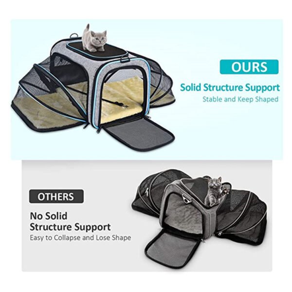 Carrier For Cat Pet Airline Approved Expandable Foldable Soft Dog Carrier Opened Doors Reflective Tapes Cat Travel Bag - Image 4