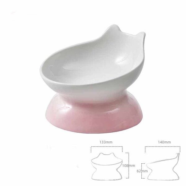 Ceramic Oblique Mouth High-foot Cat Pet Bowl - Image 9