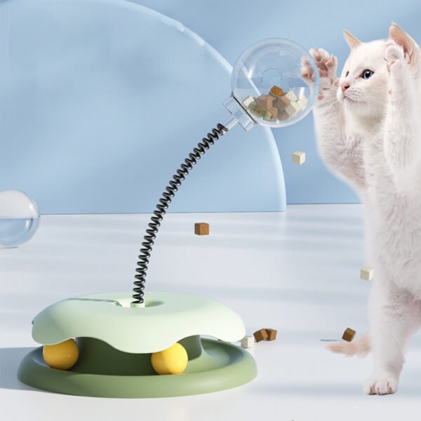 Cat Leakage Food 2 In 1 Toys Turntable Ball Toys Kitten Funny Cat Training Spring Ball Cat Supplies Pet Products - Image 2