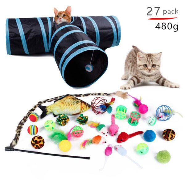 Pet Cat Toy Set 21 Pieces Of Cat Channel Funny Cat Stick - Image 5