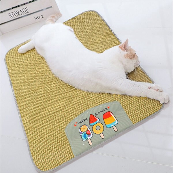 Pet Mat Ice Cool Grass Mat Dog's Nest Tengzhu Cooling Summer Pet's Nest Cat Sleeping Mat Anti Scratch Dog Bed Anti Moisture Dogs Cats Supplies Summer Pet Products - Image 2