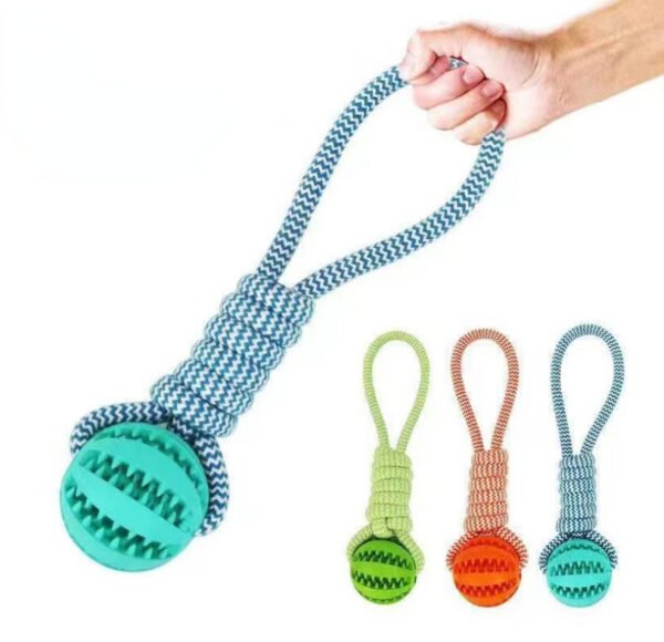 Dog Toys Treat Balls Interactive Hemp Rope Rubber Leaking Balls For Small Dogs Chewing Bite Resistant Toys Pet Tooth Cleaning Bite Resistant Toy Ball For Pet Dogs Puppy - Image 2