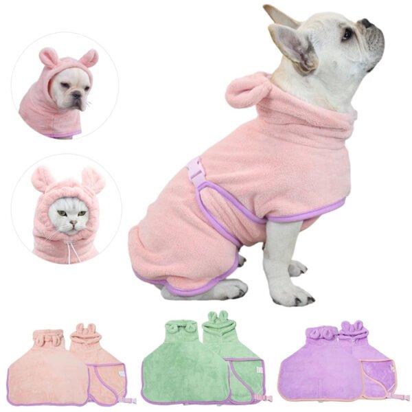 Pet Bathrobe Cat Dog Bath Towel Super Absorbent Microfiber Shower Cleaning Towel