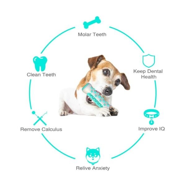 Dog Squeaky Toys For Aggressive Chewers, Tough Toothbrush Dog Chew Toy, Nearly Indestructible Rubber Toys For Pet Training, Teeth Cleaning, Playing And Chewing For Medium & Large Breeds - Image 6