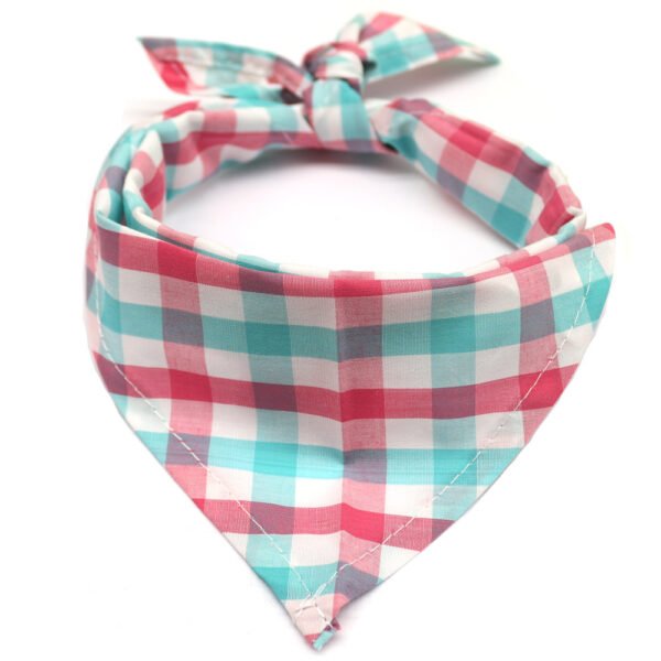 Pet Dog And Cat Plaid Cotton Triangle Scarf - Image 2