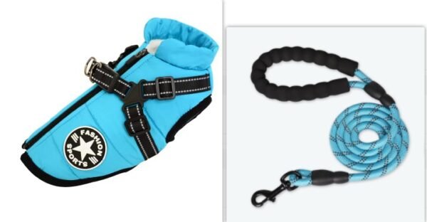 Waterproof Dog Clothes Winter Dog Coat With Harness Warm Pet Clothing - Image 3