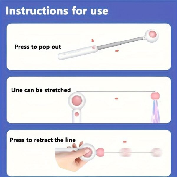 Cat Teaser Stick, Retractable Cat Wand With Replacement Head, Cat Feather Toy, Cat Interactive Toy For Indoor Cats For Relief Boredom And Exercise - Image 7