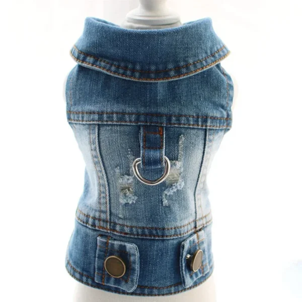 Cool Dog Jeans Jacket for Small Medium Dogs, Fashion Puppy Clothes for Chihuahua Yorkie Poodle Apparel - Image 3
