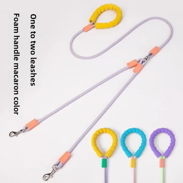 1.5m Pet Double Leash 2 Way Couplers Dog Leash Rope Elastic Extended Pet Leash Belt