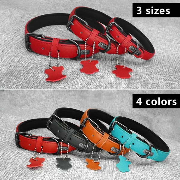 Soft Padded Dog Collar Leather Dog Collars Adjustable Pet Necklace Accessories For Small Medium Large Dogs Pug French Bulldog - Image 4