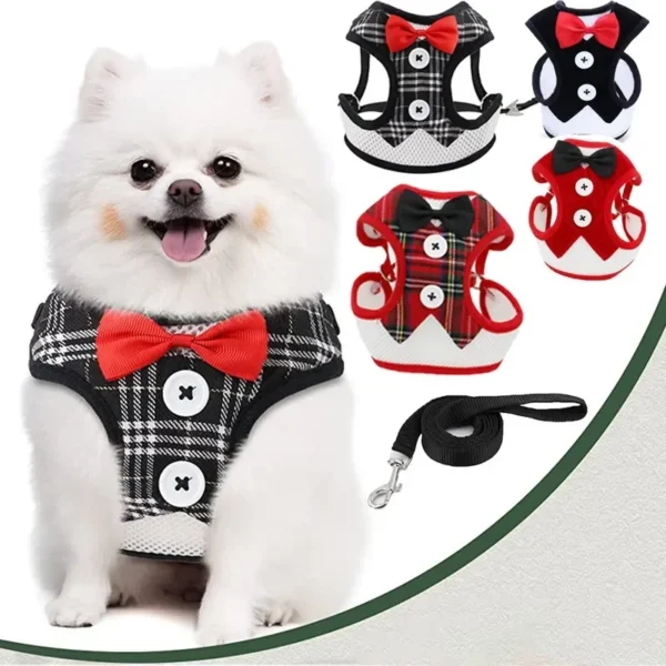 Elegant Bow Dog Collars Necktie Traction Rope Christmas Pet Harness for Small Medium Dogs Cat Chest Strap