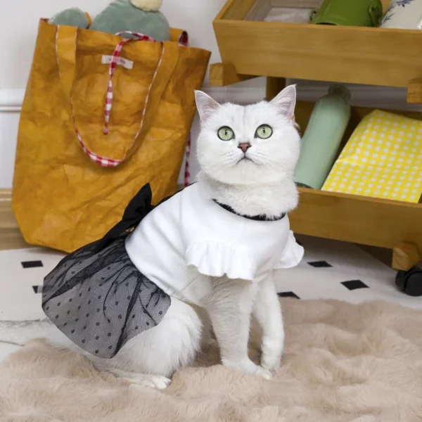 Luxury Dog cat Dress Bowknot Lace Summer Puppy Clothes Skirts Cotton T Shirt Girls Dog Costume Chihuahua Bichon Dog Apparel - Image 2